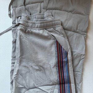 Women’s Size Small Gray Girun’s Drawstring Pants with Multicolor Stripes